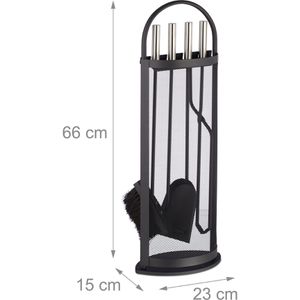 Produktbild für Kaminbesteck Relaxdays 10022291, aus Metall, schwarz, 5-teilig