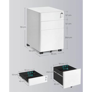 Produktbild für Rollcontainer Songmics OFC032WG01, aus Metall, weiß