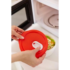 Produktbild für Mikrowellengeschirr Rotho Micro Clever weiß/rot aus Kunststoff