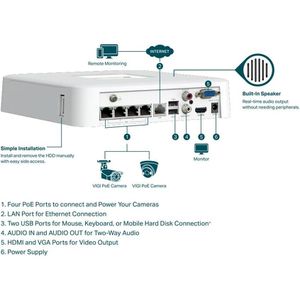 Produktbild für NVR TP-Link Vigi NVR1104H-4P V1, LAN, PoE, 4K