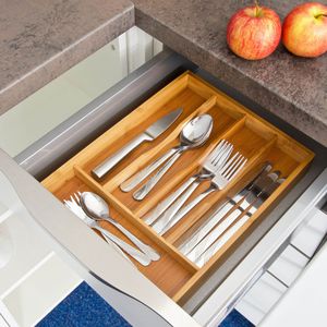 Produktbild für Besteckkasten Relaxdays 10015329, braun, aus Bambus
