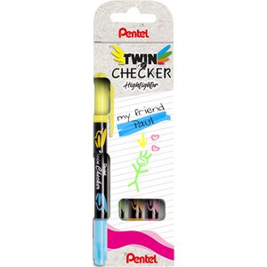 Produktbild für Textmarker Pentel TwinChecker, 4 Stück