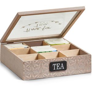 Teebox Zeller 15115, für Teebeutel, braun, aus Holz