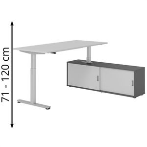 Schreibtisch Hammerbacher XMST 29467, lichtgrau, mit Sideboard