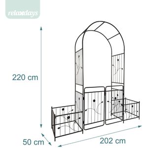Produktbild für Rosenbogen Relaxdays 10052900, schwarz, mit Tür &amp; Pflanzkasten