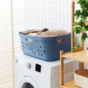 Produktbild für Wäschekorb Rotho Jona, blau, mit 4 Griffen