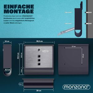 Produktbild für Briefkasten Monzana 109596, schwarz/silber, aus Stahl