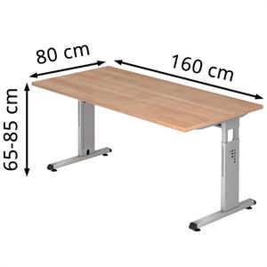 Produktbild für Schreibtisch Hammerbacher O-Serie, nussbaum / silber