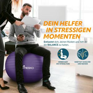 Produktbild für Gymnastikball Tresko Anti-Burst, mit Luftpumpe