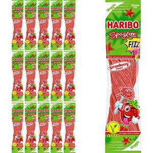 Haribo Fruchtgummis Spaghetti Strawberry sauer, je 200g, 15 Beutel, 3000g