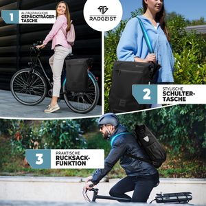 Produktbild für Gepäckträgertasche Radgeist RG-HB-BL-23, schwarz, 22 Liter