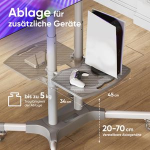 Produktbild für TV-Ständer Onkron TS1351-W, mit Ablage &amp; Rollen, weiß, Metall