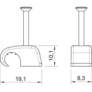 Produktbild für Nagelschellen OBO Haft-Clip L25, aus Kunststoff, grau