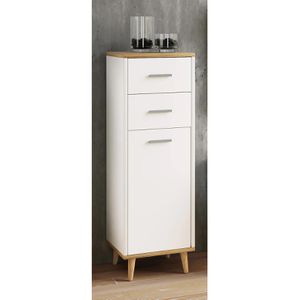Produktbild für Badschrank VCM Lindas 918179, mit 4 Füßen, weiß / honig eiche