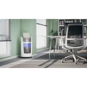 Produktbild für Aktenvernichter Leitz 8360 IQ OptiMax 550 Office, mit Rollen