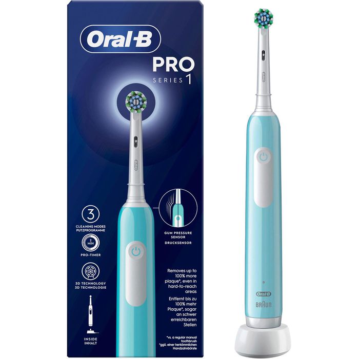 Oral-B Elektrische-Zahnbürste Pro Series 1, blue, Cross Action, 3 Putzmodi,  mit 1 Aufsteckbürste – Böttcher AG | Elektrische Zahnbürsten