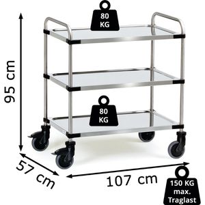 Produktbild für Servierwagen Fetra 5013, silber, aus Edelstahl