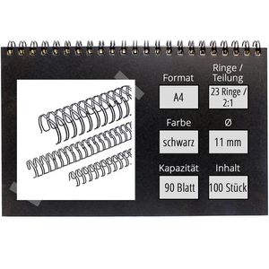 Produktbild für Drahtbinderücken Renz Ring Wire, schwarz, für A4