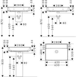 Produktbild für Waschbecken hansgrohe Xanuia Q, aus Keramik, weiß