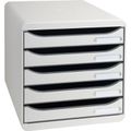 Schubladenbox Exacompta 309740D, Big Box Plus A4, Kunststoff, 5 Fächer, lichtgrau
