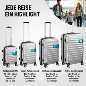 Produktbild für Koffer Monzana silber, 4-teilig + Zubehör