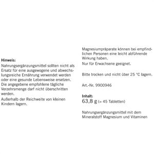 Produktbild für Magnesium taxofit 400, 45 Tabletten