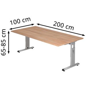 Produktbild für Schreibtisch Hammerbacher O-Serie, nussbaum / silber