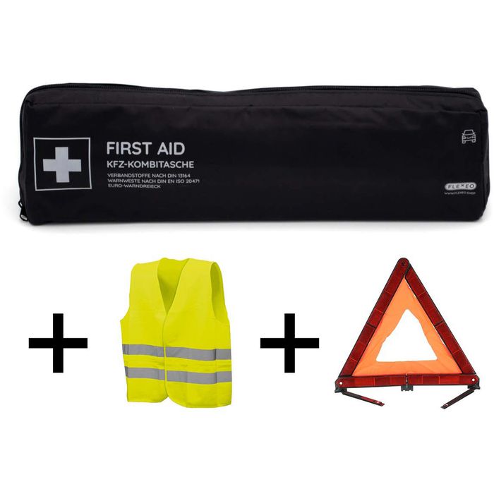 Flexeo Erste-Hilfe-Tasche Kombi 3in1, DIN 13164, inkl. Warndreieck