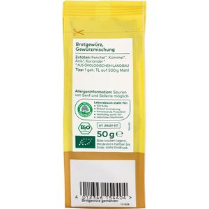Produktbild für Gewürzmischung Lebensbaum Brotgewürz, ohne Salz, BIO