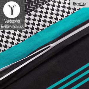 Produktbild für Bettwäsche Buymax Zigo, türkis, schwarz, Renforcé