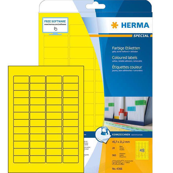 Herma Special 4366 Etiketten gelb 45.7 x 21.2mm