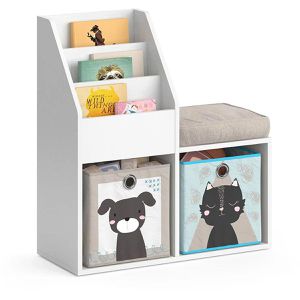 Produktbild für Bücherregal Vicco Luigi Mini, weiß, mit 2 Faltboxen