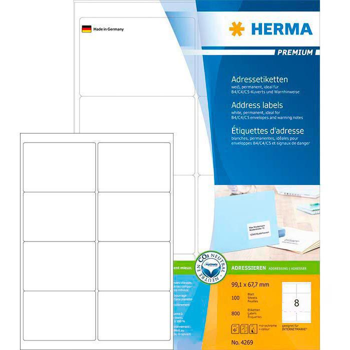 Herma Premium 4269 Etiketten Weiß 99.1 X 67.7mm - Böttcher AG