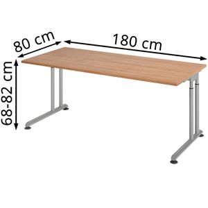 Produktbild für Schreibtisch Hammerbacher Z-Serie, nussbaum / silber