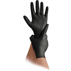 Produktbild für Einmalhandschuhe MaiMed Diamond Grip, schwarz, 50 Stück