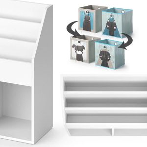 Produktbild für Bücherregal Vicco Luigi, weiß, mit 2 Faltboxen