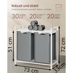 Produktbild für Wäschekorb Vasagle BLH201W11, weiß, 2 Fächer
