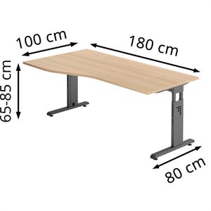 Produktbild für Schreibtisch Hammerbacher O-Serie, eiche / graphit