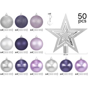 Produktbild für Weihnachtskugeln BRUBAKER 800205, lila / blau / silber