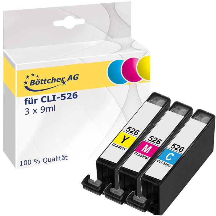 kompatibel für Canon CLI-526 Multipack – AG C,M,Y Druckerpatronen Böttcher
