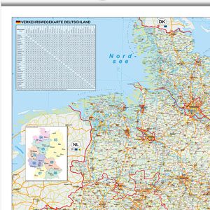 Produktbild für Deutschlandkarte Stiefel Straßenkarte, mit Metallleisten