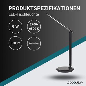 Produktbild für Schreibtischlampe Luxula LX700150, schwarz, LED, dimmbar