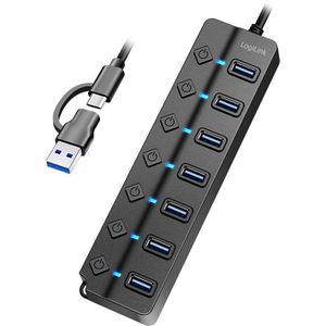Produktbild für USB-Hub LogiLink UA0420, schwarz, mit Netzteil