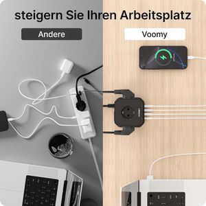 Produktbild für Steckdosenwürfel Voomy Power Cube S5, mit Schalter, schwarz