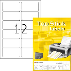 Universaletiketten TopStick labels, 8725, weiß