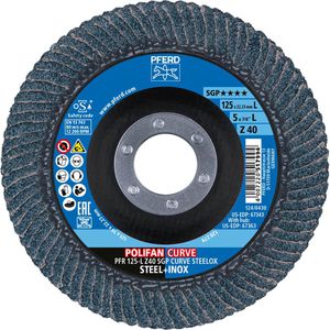 Fächerschleifscheibe PFERD-TOOLS PFR125L Z40 SGP CURVE STEELOX