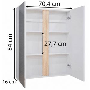 Produktbild für Spiegelschrank Vicco Gloria, weiß