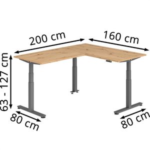 Produktbild für Schreibtisch Hammerbacher XDSMW, asteiche / graphit