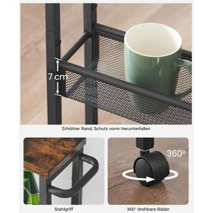 Produktbild für Nischenregal Vasagle LRC032B01V schwarz mit Rollen