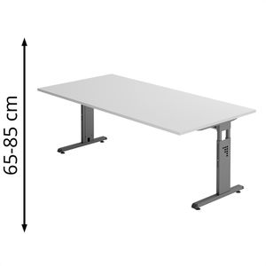 Schreibtisch Hammerbacher O-Serie, lichtgrau / graphit